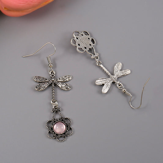 Pendientes de libélula plateada