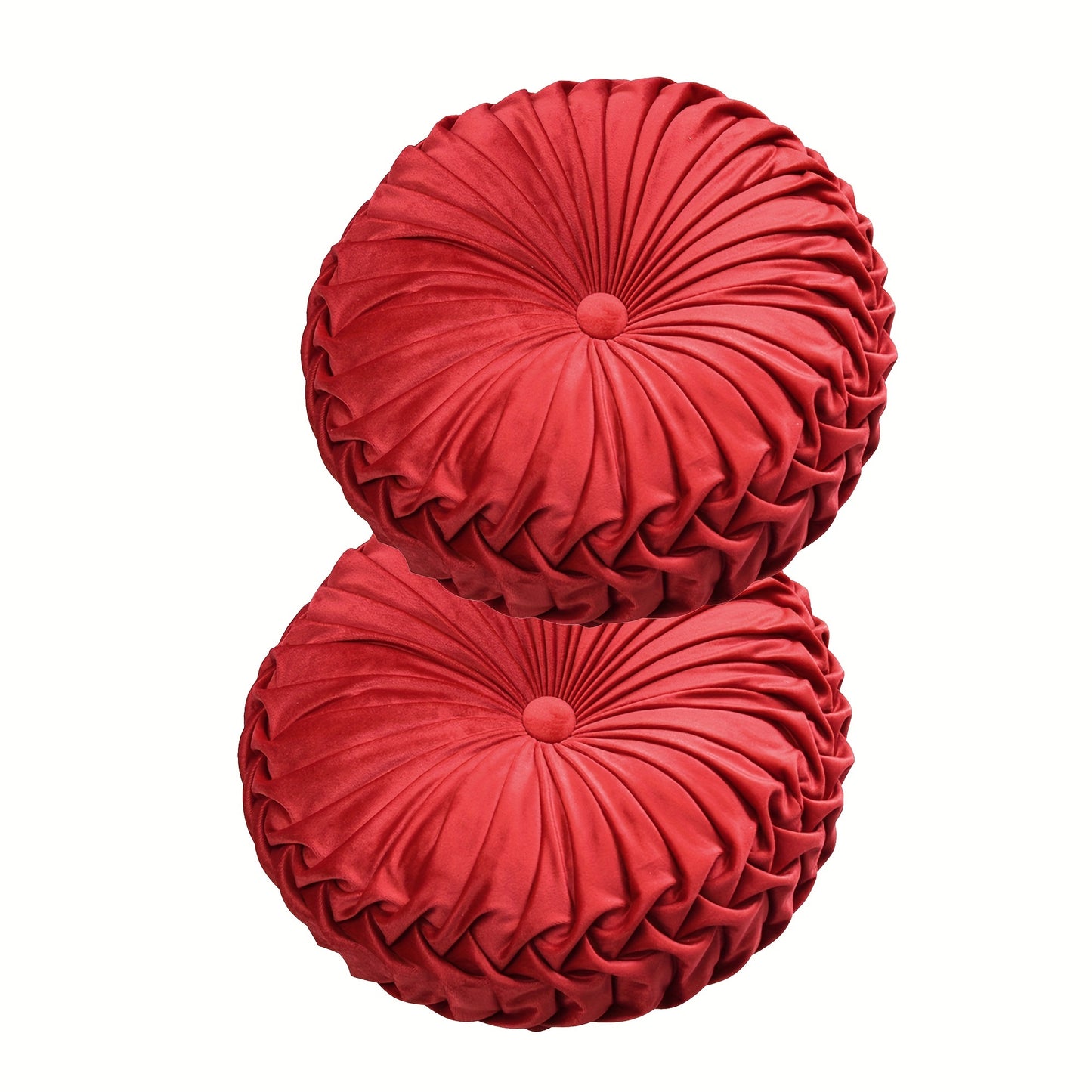 Juego de 2 piezas de lujosas almohadas redondas plisadas de terciopelo