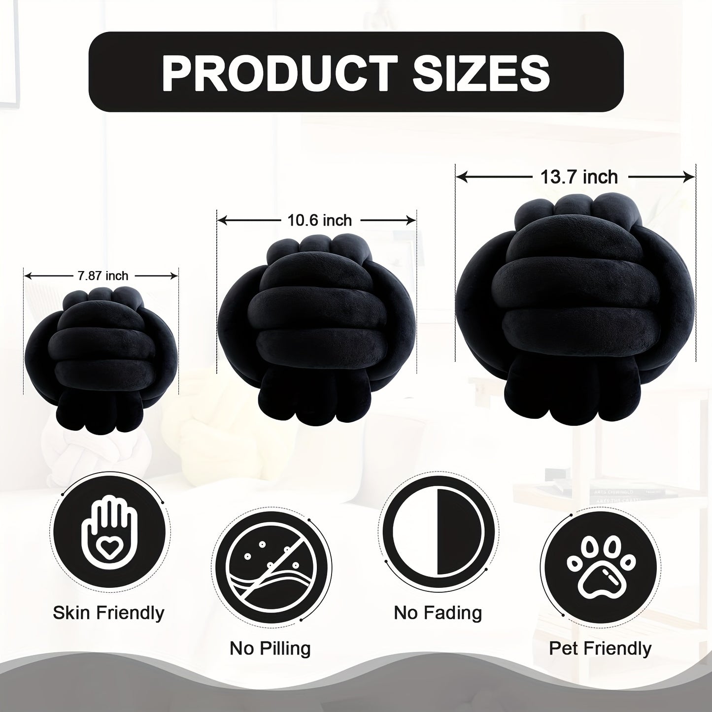 Almohada de bola de nudo suave hecha a mano