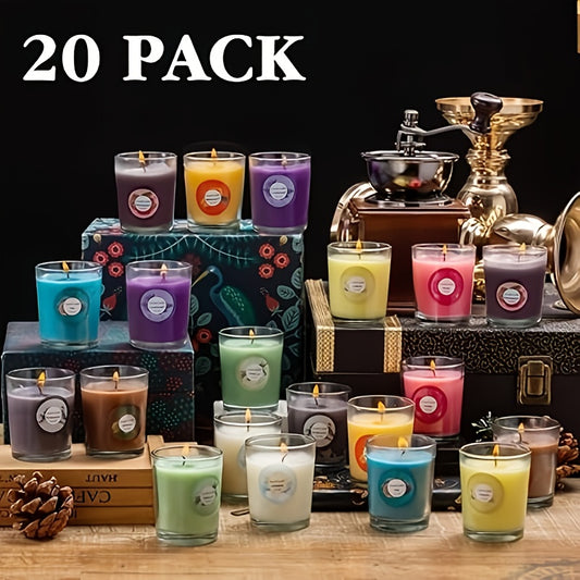 20 velas de cera de soja con mucho aroma | 10 aromas, juego de regalo de velas de tarro de vidrio