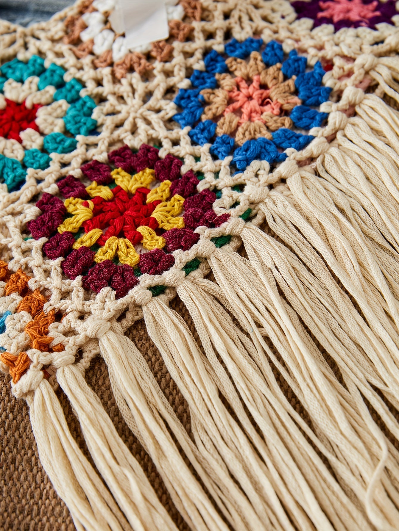 Top de bikini con flecos de ganchillo Boho Chic