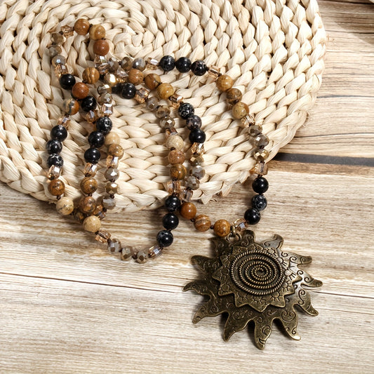 Collar colgante de sol de estilo vintage