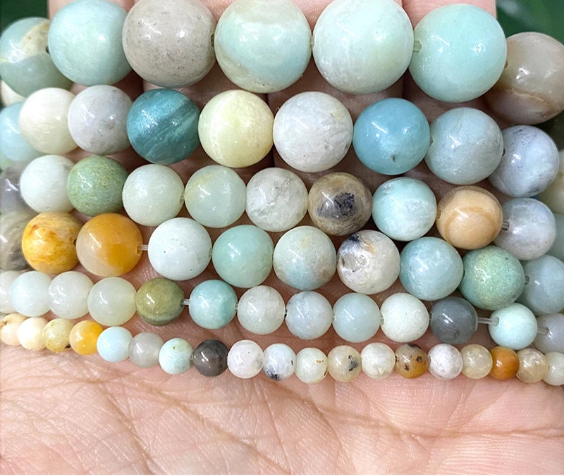 Cuentas redondas de amazonita piedra natural