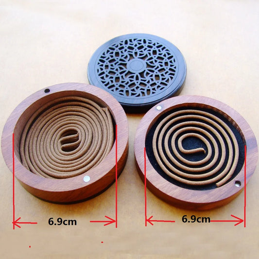 Quemador de incienso de madera negra y palo de rosa natural de alta calidad para incienso de bobina