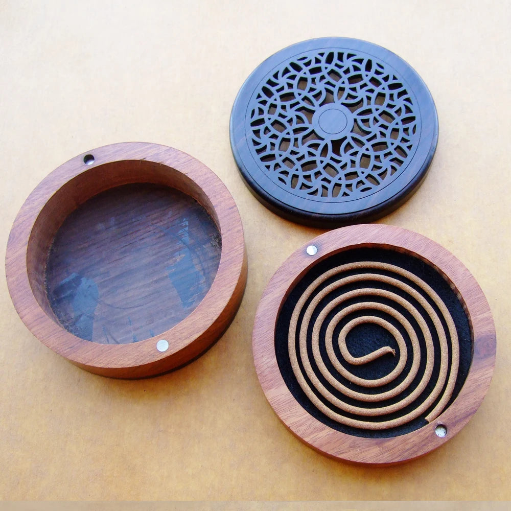 Quemador de incienso de madera negra y palo de rosa natural de alta calidad para incienso de bobina