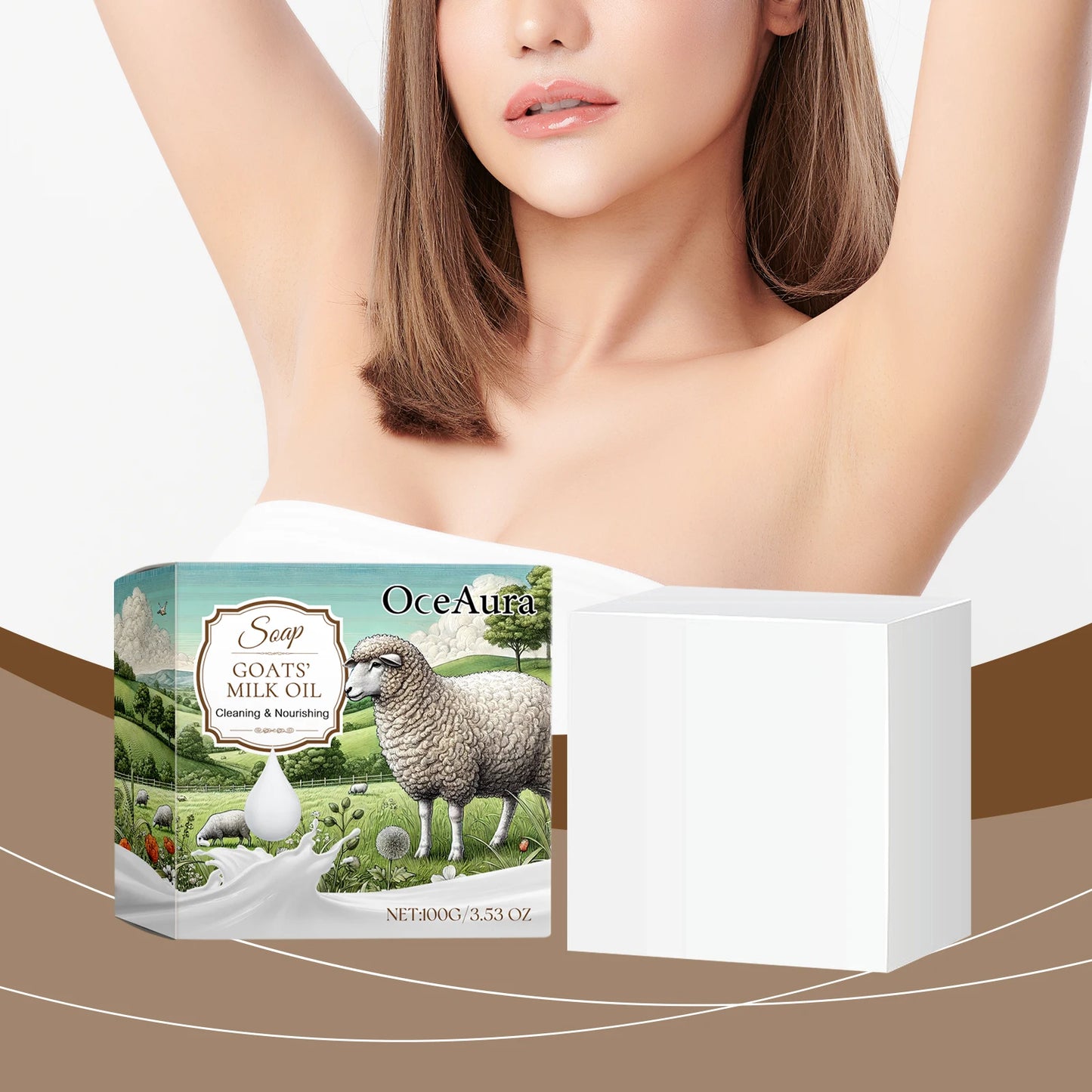 Jabón de oveja y leche de cabra OceAura con aceites esenciales Limpiador corporal suave e hidratante para la cara y todo el cuerpo