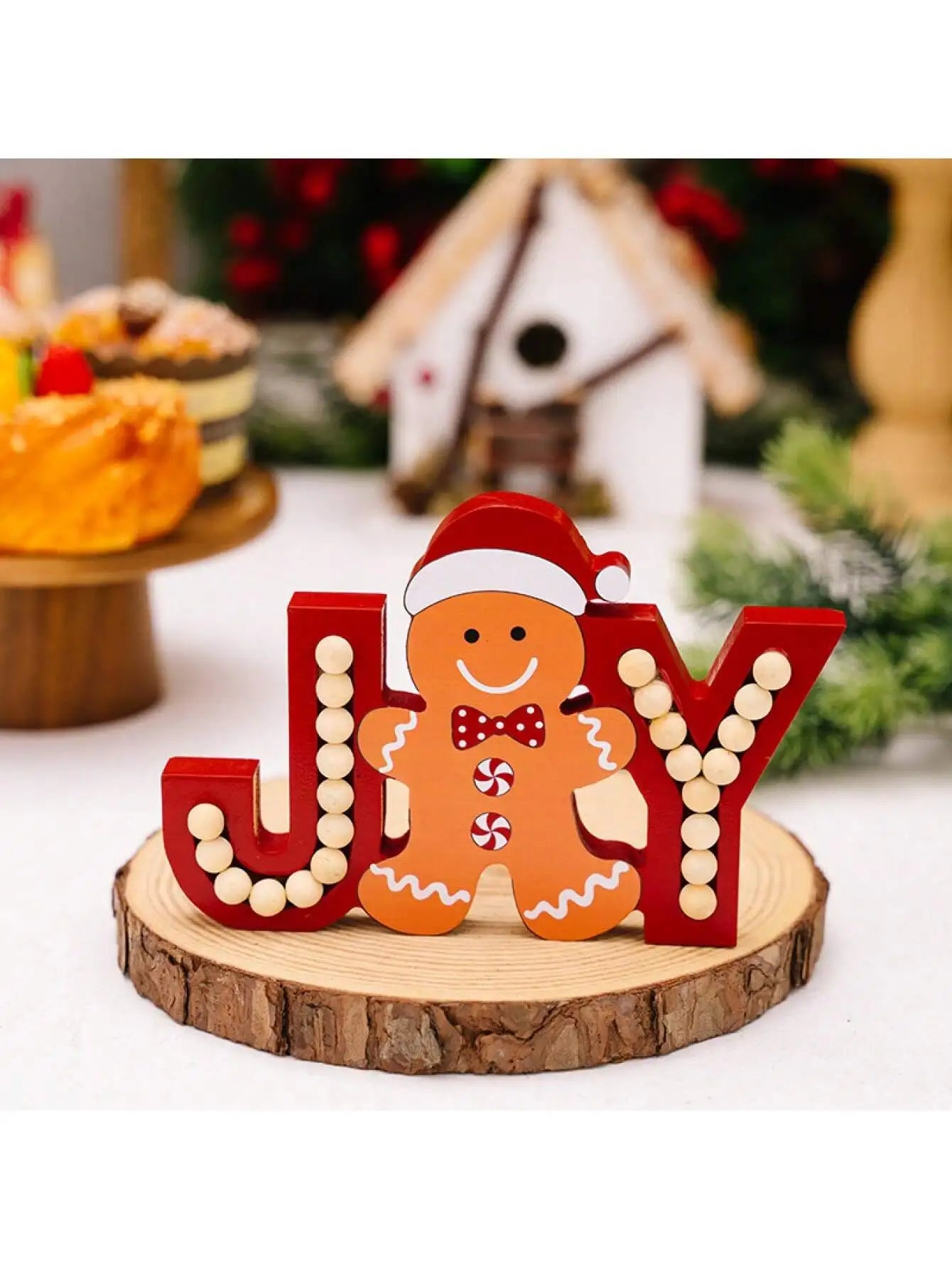 Gingerbread Man Wooden Ornament JOY