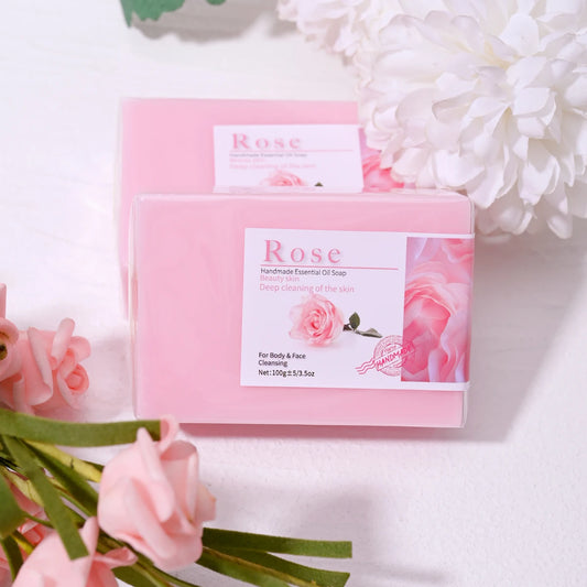 Jabón de aceite esencial de rosa hecho a mano de 100 g