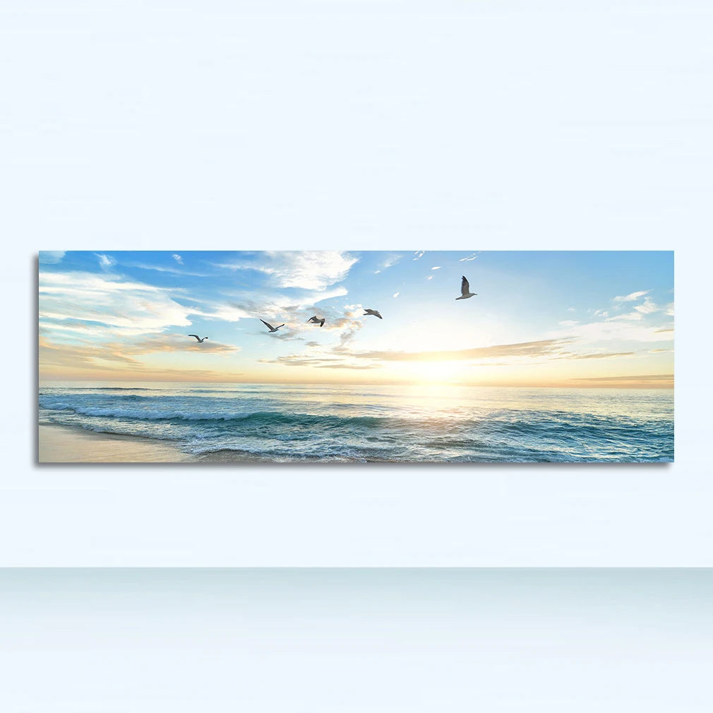 Panoramic natural landscape painting on canvas