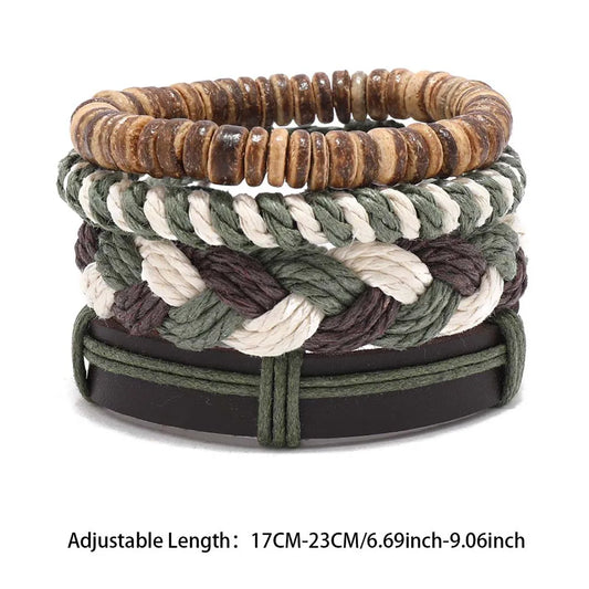 Pulseras de cuero tejido Bohemia Vintage Leather Para hombre.