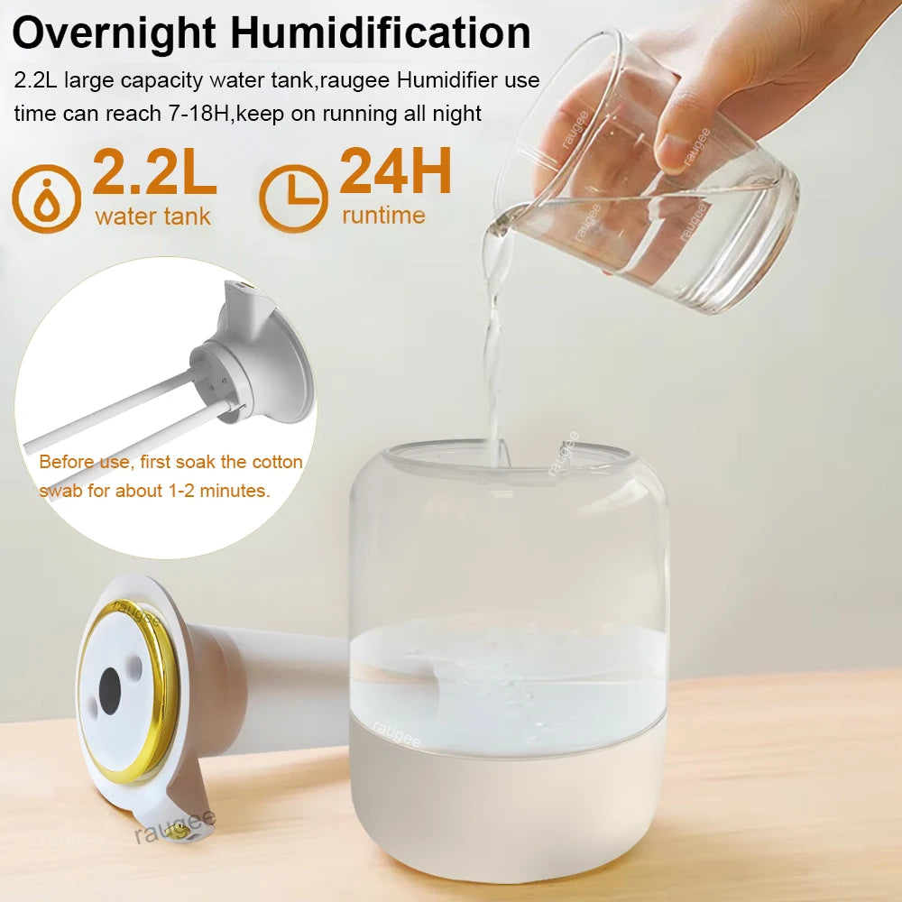 Humidificador de aire 2.2L de doble pulverización de gran capacidad