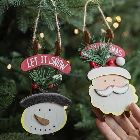 Madera retro Feliz Navidad Decoración de árbol