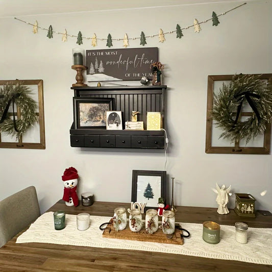 Decoración perfectamente combinada con 12 árboles y cuentas de madera, decoración navideña