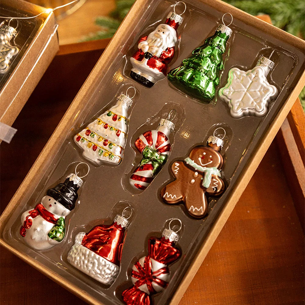 9 piezas/juego de vidrio para el árbol de Navidad