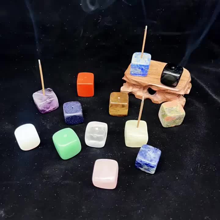 10 Soportes de incienso cuadrados de piedra de ágata natural al azar