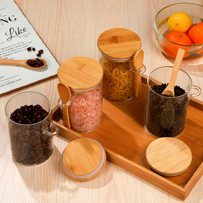 Tarros de vidrio con tapa y cuchara