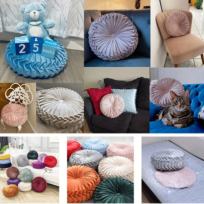 Juego de 2 piezas de lujosas almohadas redondas plisadas de terciopelo