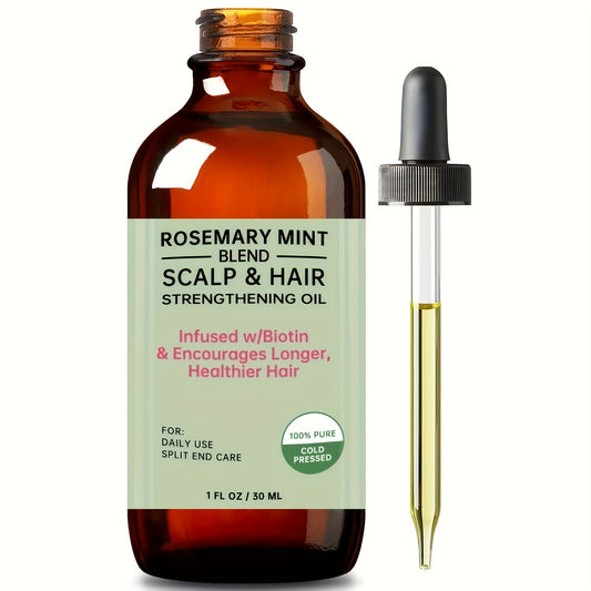Aceite fortalecedor del cabello con menta, romero, biotina y aceites esenciales, tratamiento nutritivo para todo tipo de cabello