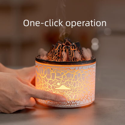 Difusor de aceites esenciales de volcán con luz colorida, humidificador de aire USB