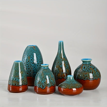 6 piezas/juego de jarrones de cerámica azul modernos