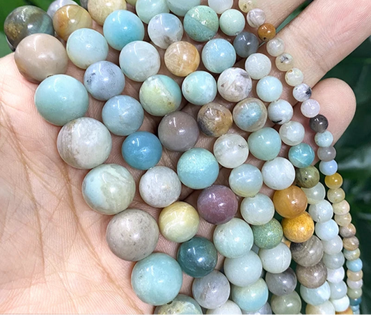 Cuentas redondas de amazonita piedra natural