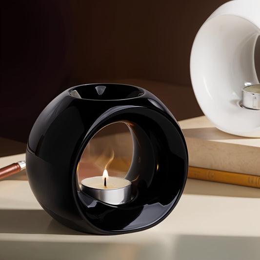 Quemador de aceite de cerámica de diseño hueco de forma ovalada
