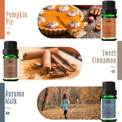Set de 6 aceites esenciales premium para difusores olores a otoño
