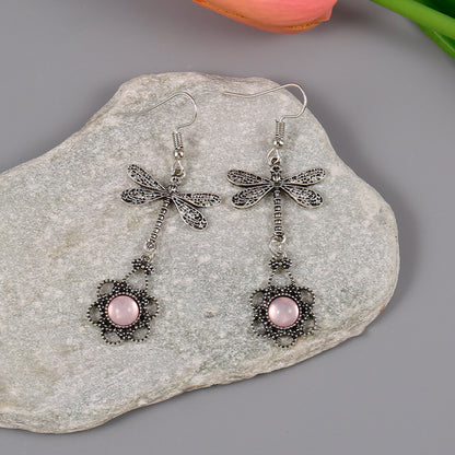 Pendientes de libélula plateada