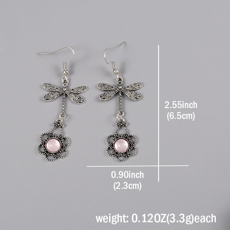 Pendientes de libélula plateada