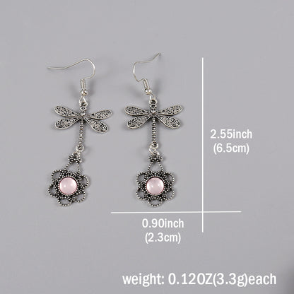 Pendientes de libélula plateada