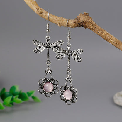 Pendientes de libélula plateada