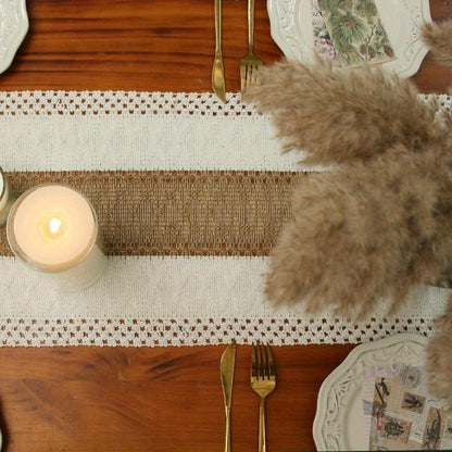 Camino de mesa de lino rústico boho
