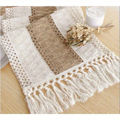 Camino de mesa de lino rústico boho