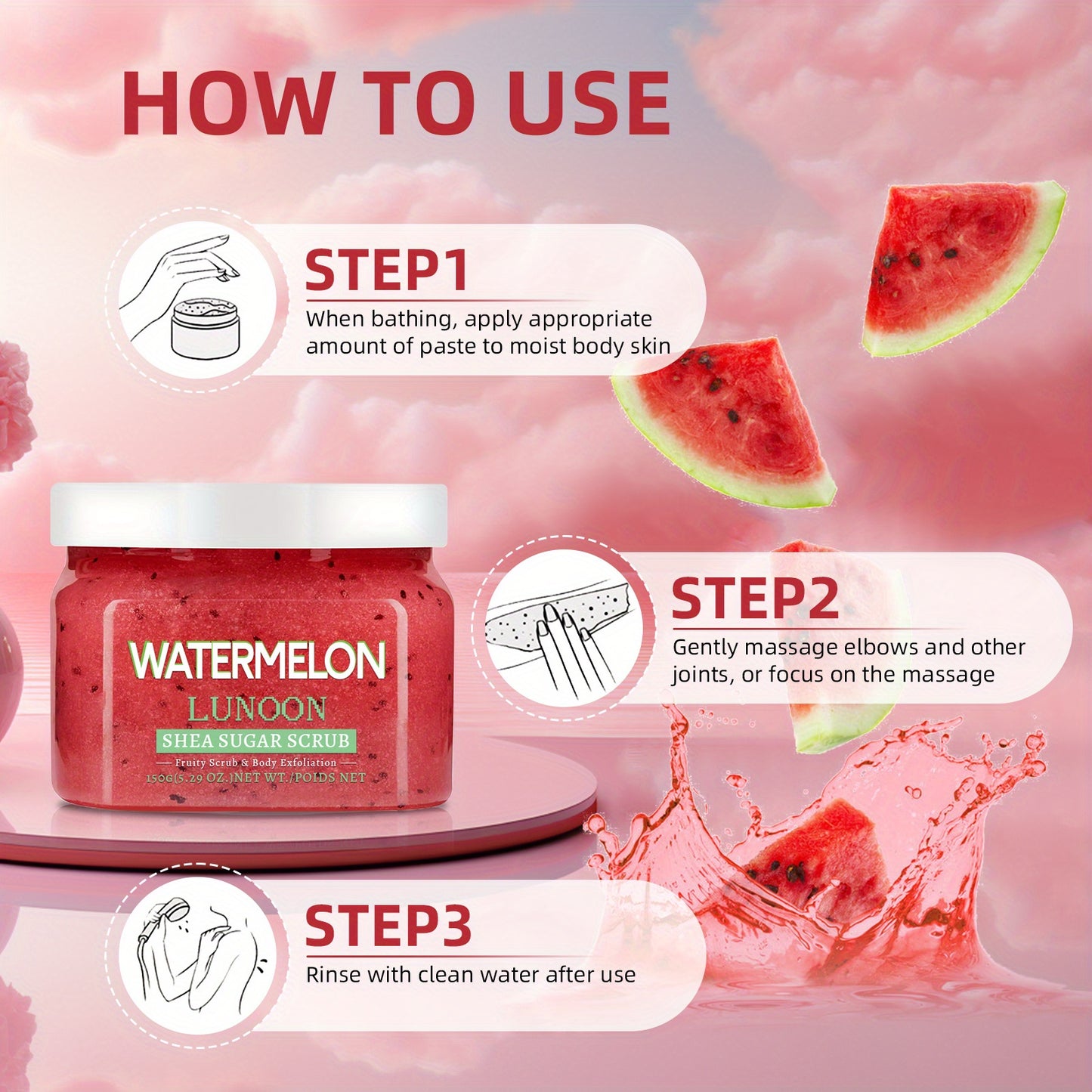 Exfoliante de sandía hidratante para todo tipo de piel, nutritivo y limpiador