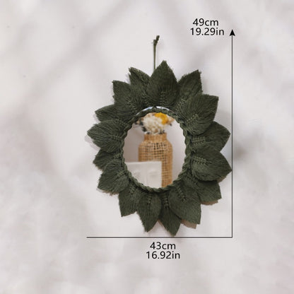 Exquisito tapiz bohemio tejido a mano espejo redondo con borla