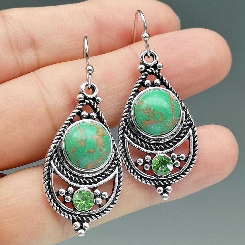 Pendientes retro de turquesa de plata antigua
