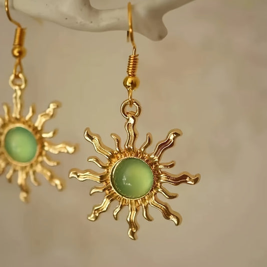 pendientes colgantes Sunburst de acrílico verde vintage-chic - Ligeros