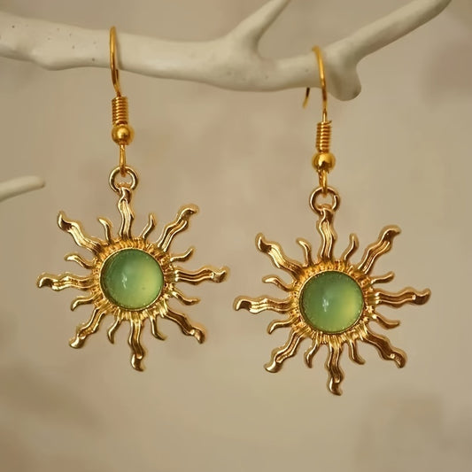 pendientes colgantes Sunburst de acrílico verde vintage-chic - Ligeros