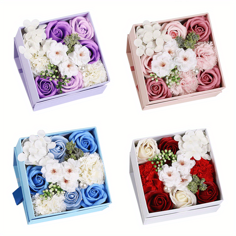 Juego de flores de jabón de baño en caja de regalo