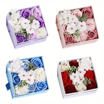 Juego de flores de jabón de baño en caja de regalo