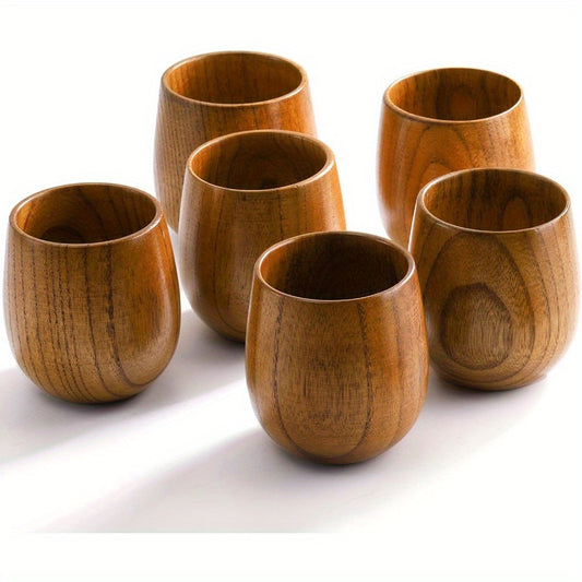 Juego de 6 tazas de madera natural hechas a mano