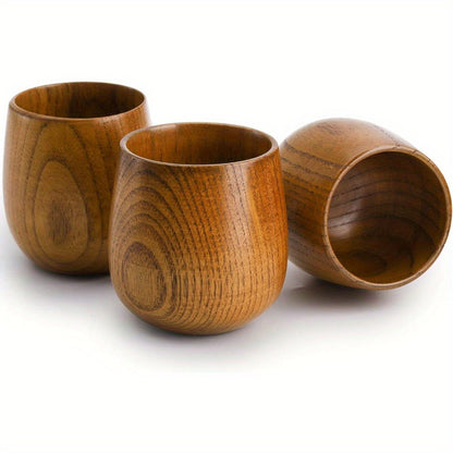 Juego de 6 tazas de madera natural hechas a mano