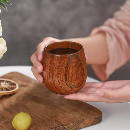 Juego de 6 tazas de madera natural hechas a mano