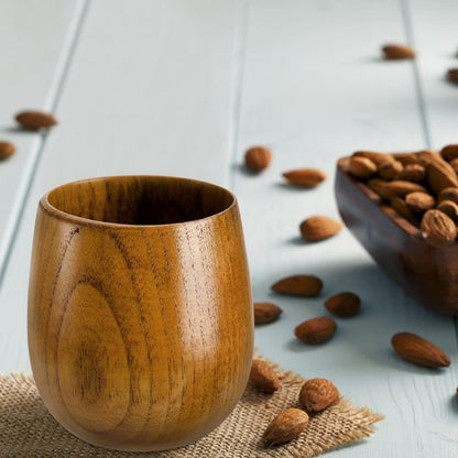Juego de 6 tazas de madera natural hechas a mano