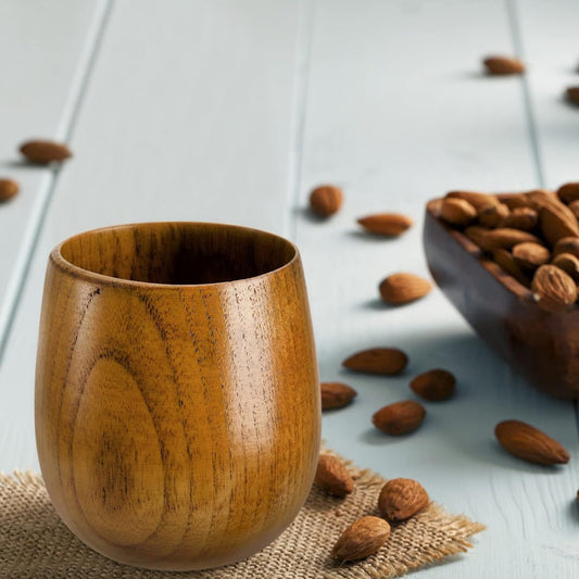 Juego de 6 tazas de madera natural hechas a mano