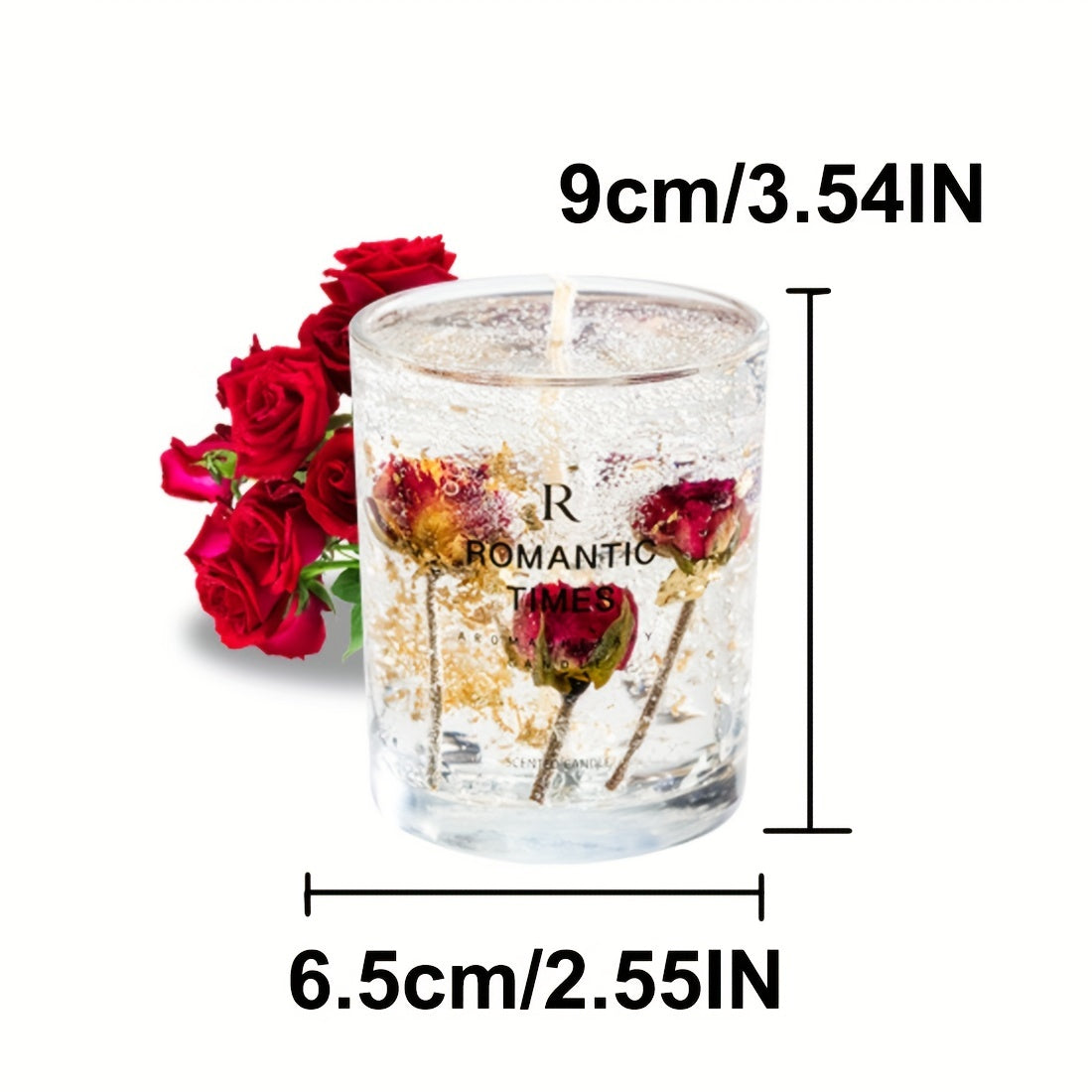 ROMANTICA Vela de soja perfumada floral con flores reales y aceites esenciales - Fragancia relajante, tiempo de quema de 50 horas, frasco de vidrio elegante