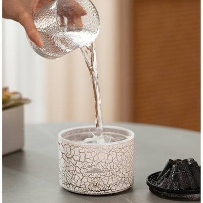 Difusor de aceites esenciales de volcán con luz colorida, humidificador de aire USB