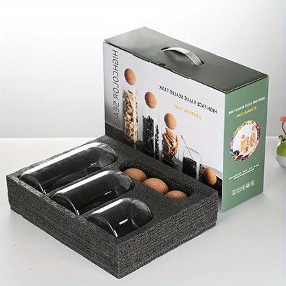 Juego de 3 frascos de almacenamiento de vidrio herméticos con tapas de corcho