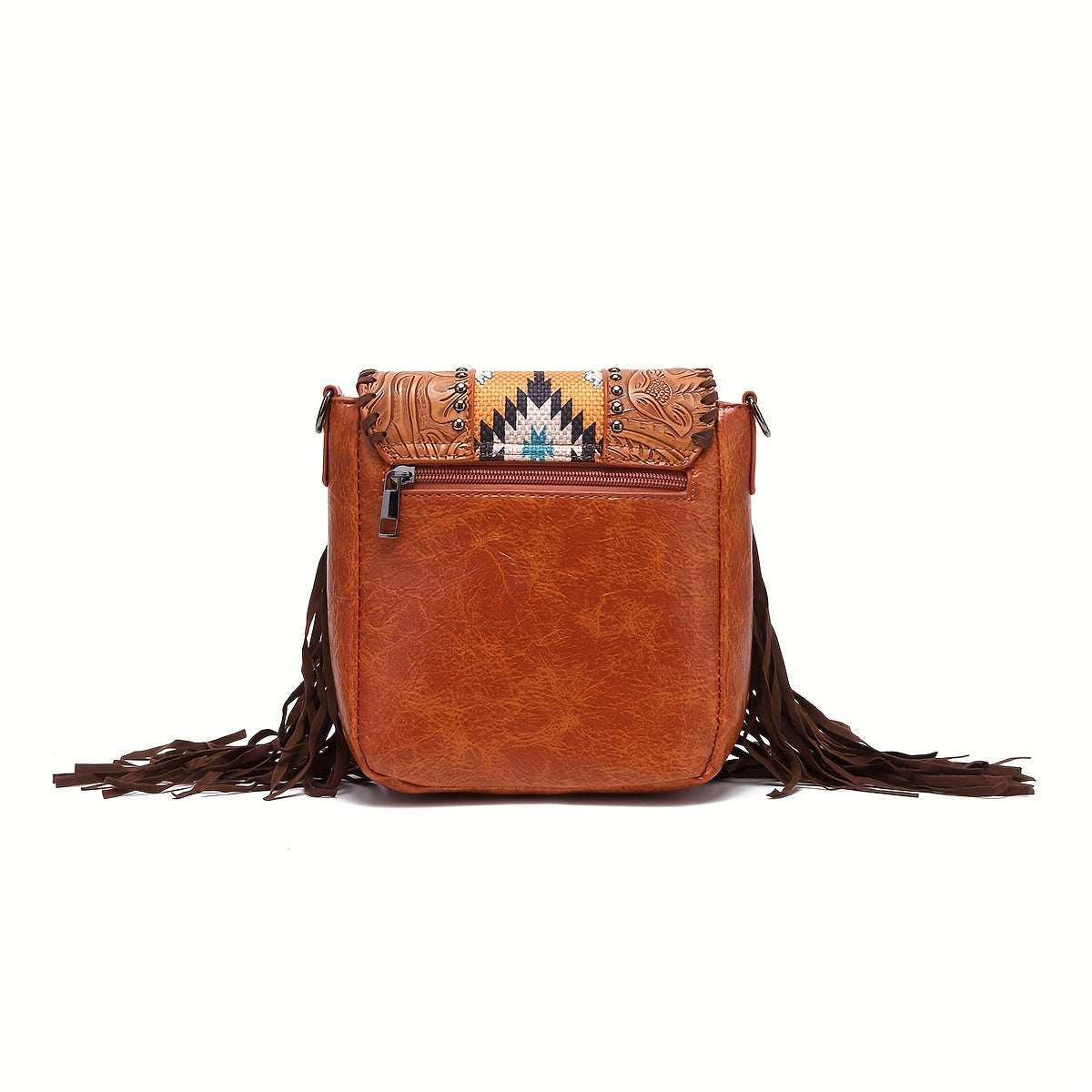 Bolso bandolera Boho Chic - Patrón étnico, detalles de remaches