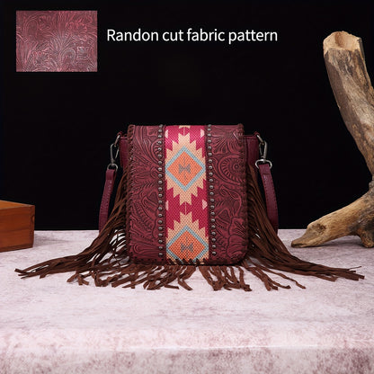 Bolso bandolera Boho Chic - Patrón étnico, detalles de remaches